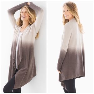 BAREFOOT DREAMS Chic Lite Ombre Calypso Wrap Cardigan Stone And Cocoa S/M